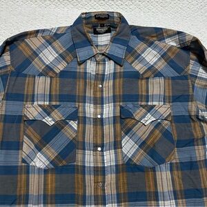 Vintage Authentic Western Youngbloods Pearl Snap Shirt Plaid Lightweight L